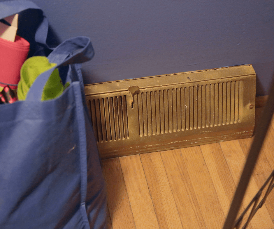 bag blocking air vent causing the need for heating repair