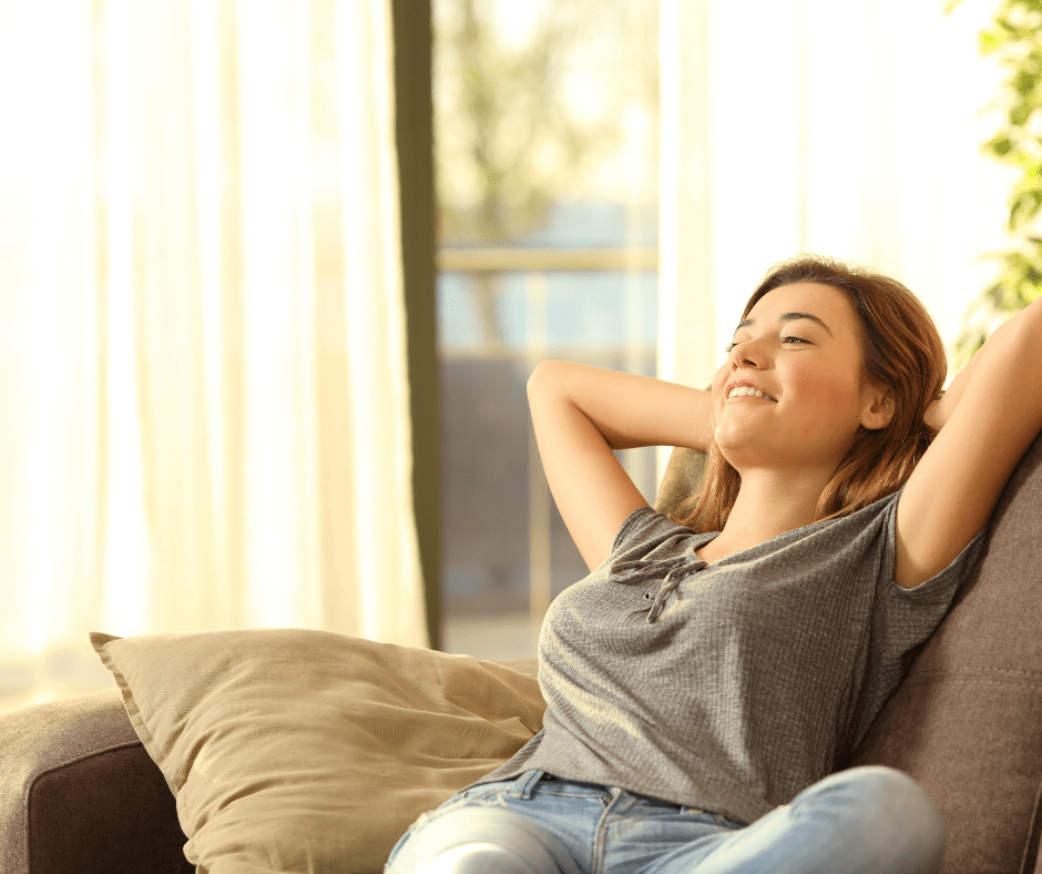 women in cool and comfortable home