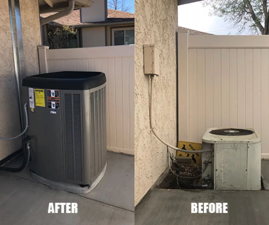 before and after HVAC change outs performed