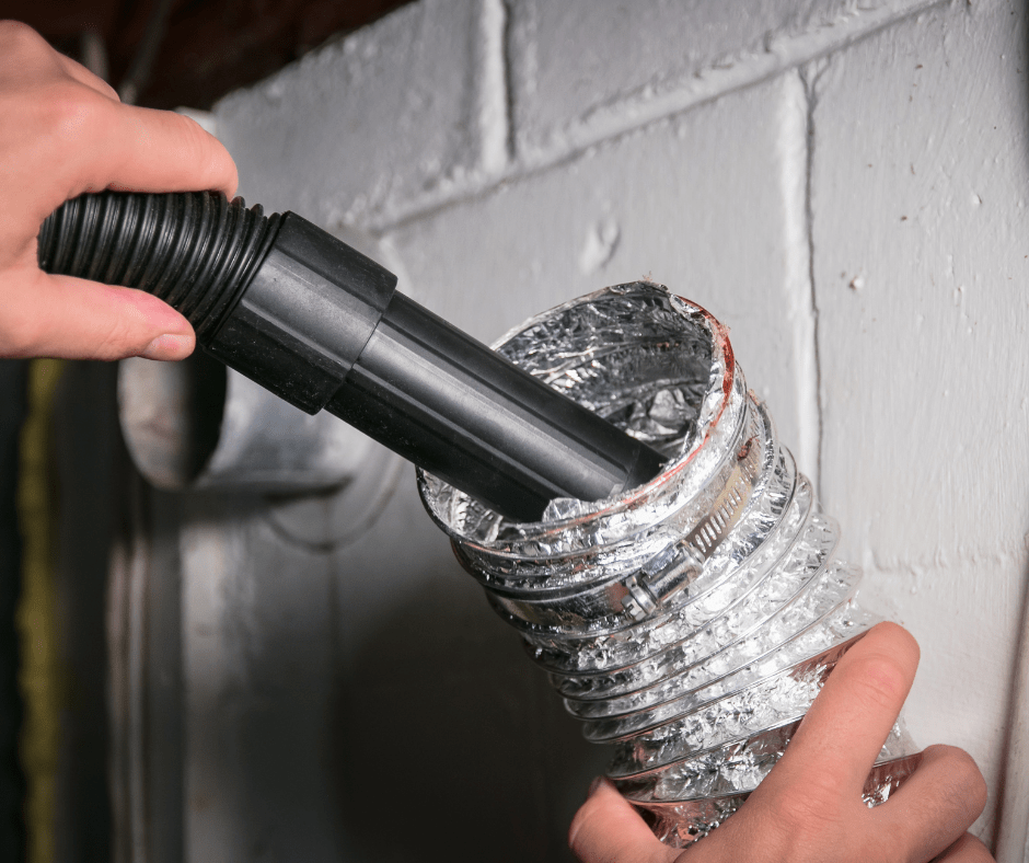 Dryer Vent Cleaning Being Performed