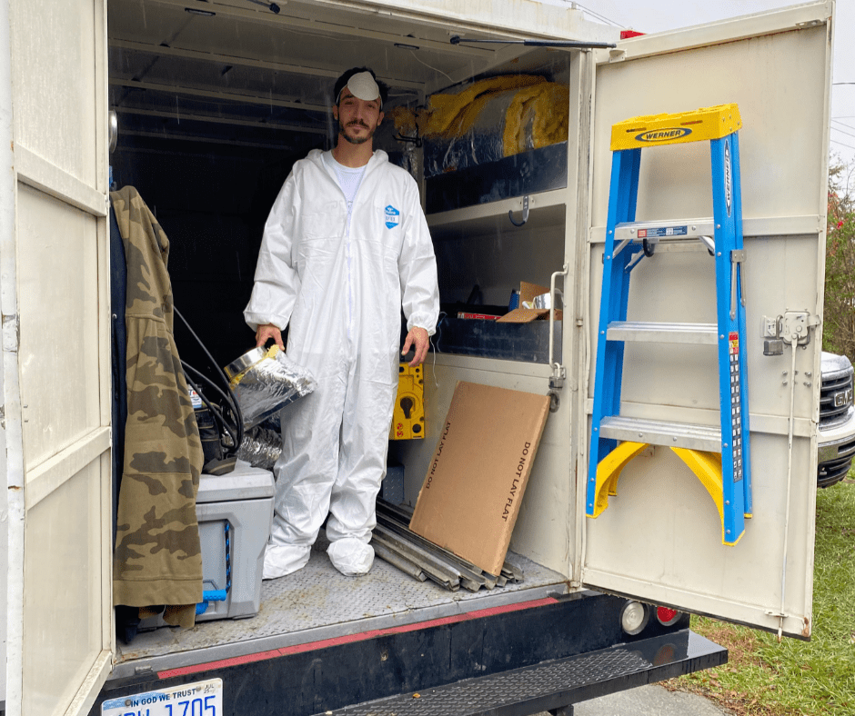 ECSI HVAC contractor getting ready to clean ductwork