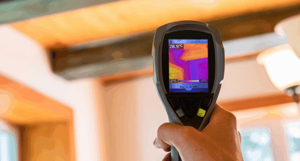 Person checking the indoor air quality in their home