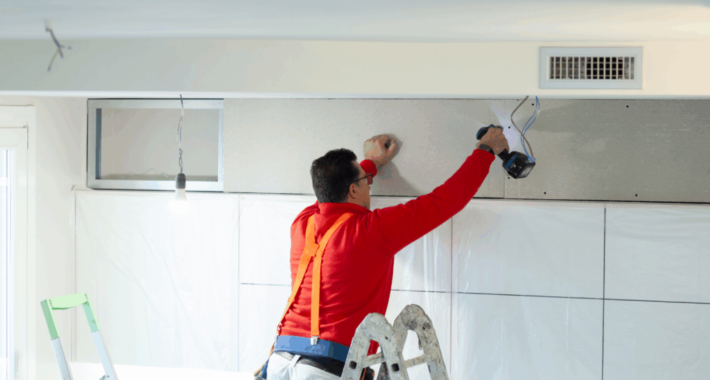 Restaurant Exhaust Hood Being Installed