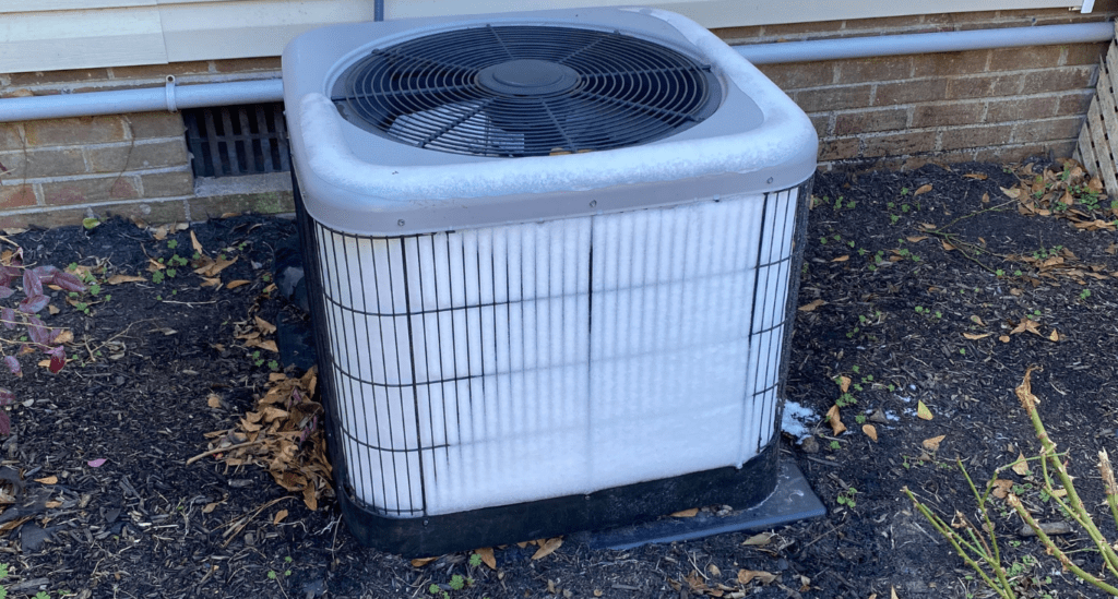 Frozen Heat Pump Needing Heating Repair Work.