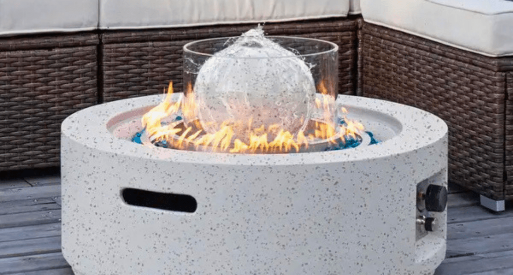 Multi-Functional Fire Pit with Both Fire and Water Feature.