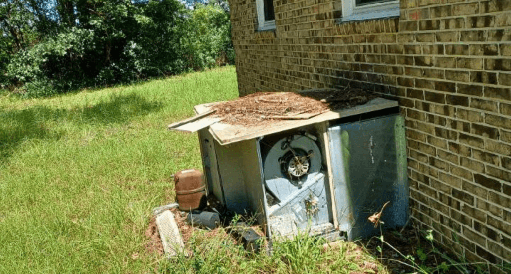 Old HVAC Unit Needing Replacement.