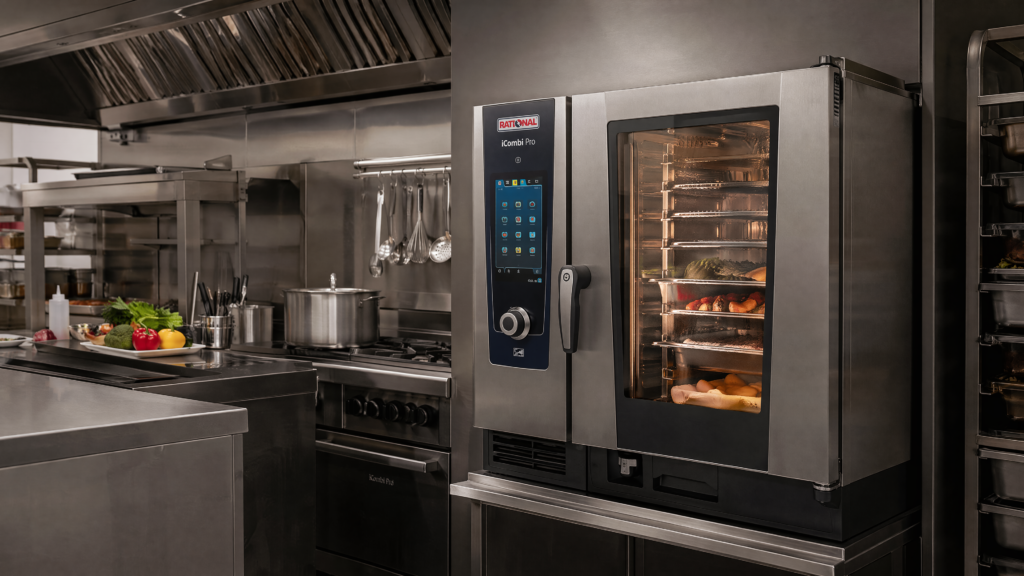 A Combi Oven in a Commercial Kitchen.