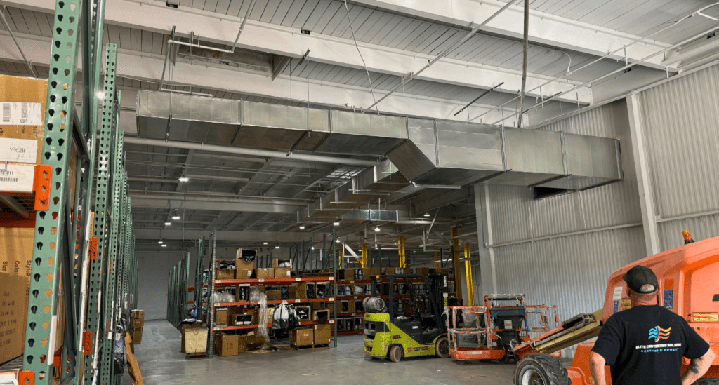 Commercial HVAC Wilmington, NC Company Elite Contracting Solutions Inc. Performing HVAC an Installation Job.