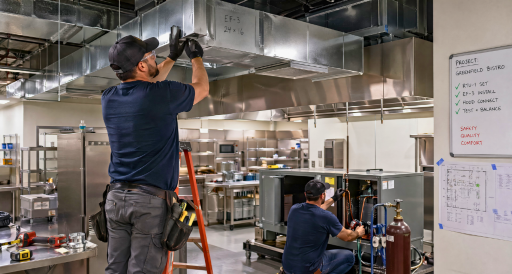 Commercial Kitchen Installation Job Being Performed.
