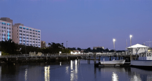 Riverfront in Wilmington, NC at Nighttime.