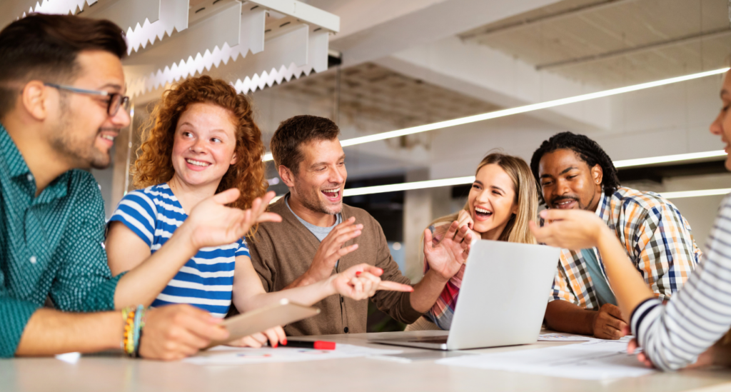 Office Building with Happy Employees Because of a Cool and Comfortable Environment.