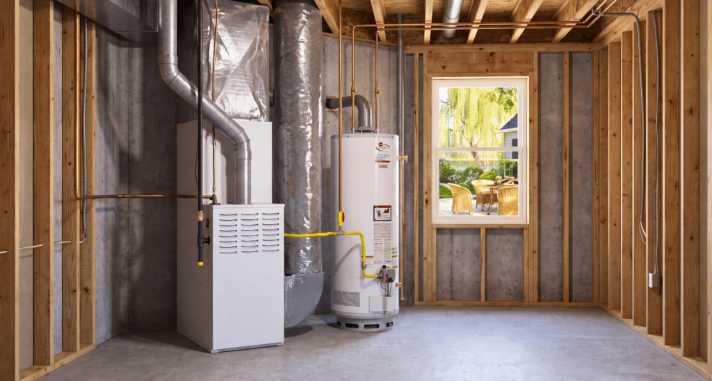 Heat Pump and Gas Furnace Hybrid HVAC System in a New Home in Wilmington, NC.